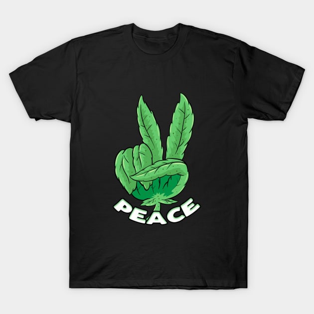 Weed Peace smoke cannabis leaf hemp Joint Pothead T-Shirt by ELFEINHALB